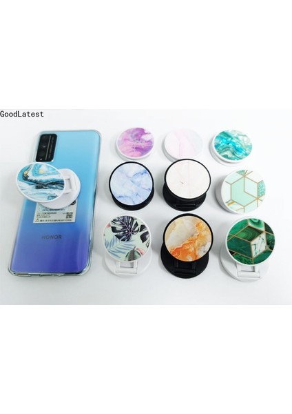 C11 Stili Parlak Popüler Mermer Genişleyen Stand Kavrama Parmak Yüzük Desteği Düşme Önleyici Yuvarlak Katlanabilir Cep Telefonu Tutucu iPhone Samsung Için (Yurt Dışından) modelleri