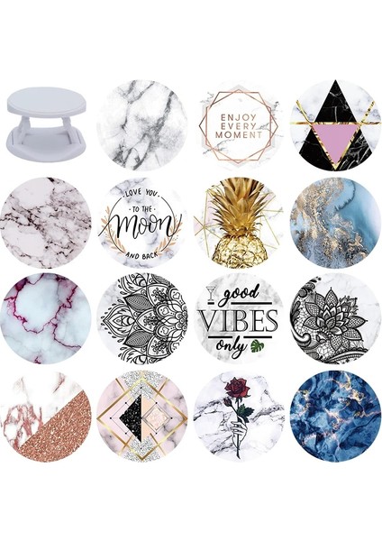 Kbd-Zdzjbai-Dlsvibes Stili Lüks Mermer Genişleyen Telefon Standı Kavrama Parmak Rring Desteği iPhone Için Düşme Önleyici Yuvarlak Katlanabilir Cep Telefonu Tutucu (Yurt Dışından) fiyatları