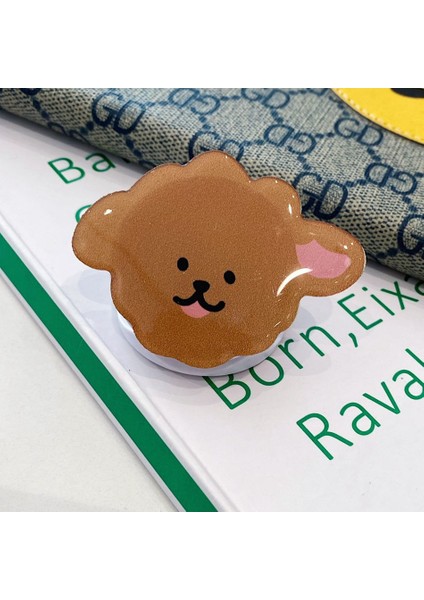 A2 Kahverengi Köpek Stili Evrensel Sevimli Ins Çiçek Ayı Düzensiz Katlanabilir Stand Tutucu iPhone Redmi Huawei Samsung Için Cep Telefonu Braketini Genişletiyor (Yurt Dışından)