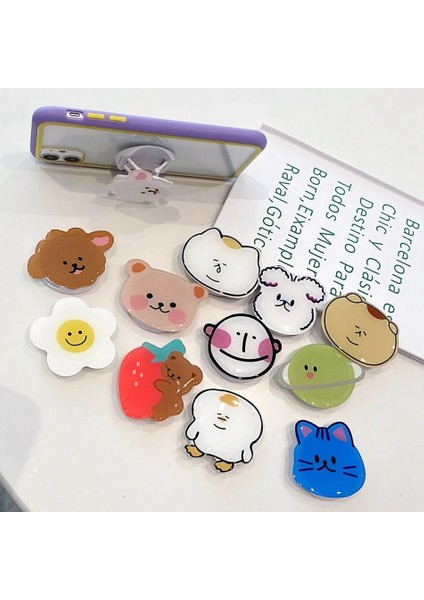 A2 Kahverengi Köpek Stili Evrensel Sevimli Ins Çiçek Ayı Düzensiz Katlanabilir Stand Tutucu iPhone Redmi Huawei Samsung Için Cep Telefonu Braketini Genişletiyor (Yurt Dışından) modelleri