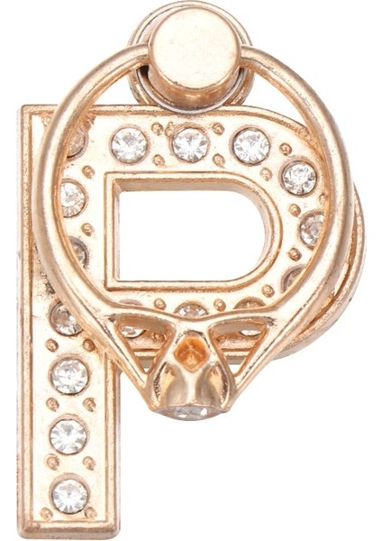 P Stili 1 Adet Akıllı Telefon A-Z Mektup Standı 360 Döndürme Cep Telefonu Braketi Alfabe Lüks Elmas Parmak Yüzük Tutucu Mektup Telefon Standı (Yurt Dışından)