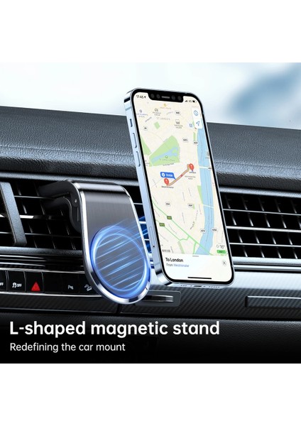 Gümüş Tarzı Aufu Manyetik Telefon Tutucu Araba Standı Mıknatıs L-Tipi Telefon Klipsi Montaj Araba Hava Firar Cep Telefonu Tutucu iPhone 13 Samsung Için (Yurt Dışından) modelleri