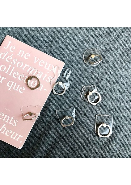 Yuvarlak Siyah Stil Parmak Yüzük Cep Telefonu Akıllı Telefon Standı Tutucu Cep Akıllı Yuvarlak Telefon Yüzük Şeffaf Kedi Tutucu Kalp Soketi Araç Montaj Standı (Yurt Dışından) fırsatları