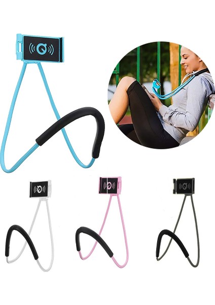 Beyaz Stil 1 Adet Cep Telefonu Tutucu Tembel Esnek 360 Derece Telefon Standı Tembel Boyun Asılı iPhone 13 Için Bükülebilir Tutucu Desteği Huawei (Yurt Dışından) modelleri