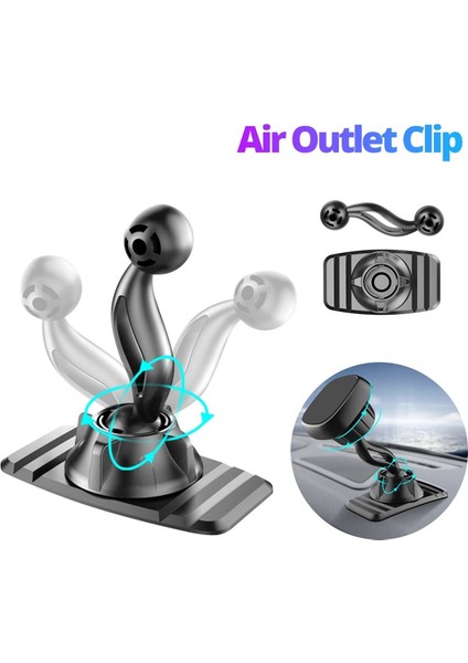 Model2 Stili 17MM Top Kafa Araba Hava Çıkış Klipsi Manyetik Araç Telefonu Tutucu Gps Yerçekimi Desteği Standı Montaj Kancası 360 Döndürme Braketi Tabanı (Yurt Dışından) modelleri