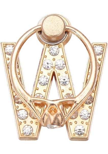 W Stili Evrensel Akıllı Telefon A-Z Mektup Standı 360 Döndürme Çok Fonksiyonlu Cep Telefonu Braketi Alfabe Lüks Elmas Parmak Yüzük Tutucu (Yurt Dışından)