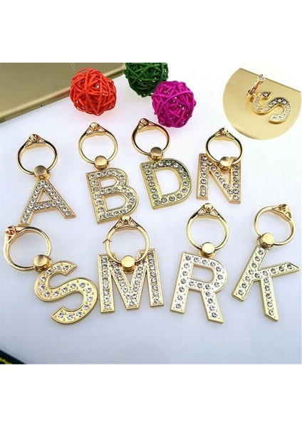 W Stili Evrensel Akıllı Telefon A-Z Mektup Standı 360 Döndürme Çok Fonksiyonlu Cep Telefonu Braketi Alfabe Lüks Elmas Parmak Yüzük Tutucu (Yurt Dışından) indirimleri