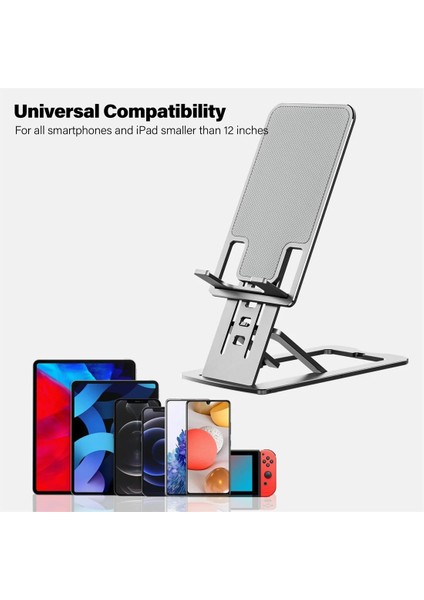 Gümüş Tarzı Metal Masaüstü Tablet Tutacağı Masa Hücresi Katlanabilir Destek Masasını Uzatın Cep Telefonu Stander Rafı iPhone iPad Için Ayarlanabilir (Yurt Dışından)