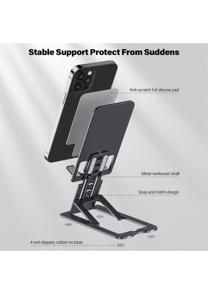 Gümüş Tarzı Metal Masaüstü Tablet Tutacağı Masa Hücresi Katlanabilir Destek Masasını Uzatın Cep Telefonu Stander Rafı iPhone iPad Için Ayarlanabilir (Yurt Dışından)