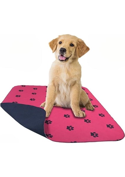 4 Katlı Yıkanabilir Emici Köpek Pedi Bordo Pati Baskılı ( 100X100 Cm.)