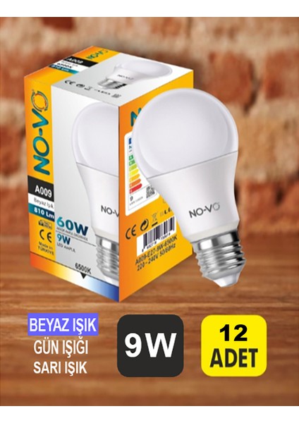 9W LED Ampul (Beyaz Işık) 12 Adet modelleri