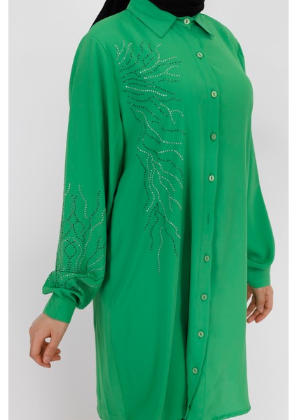 10268 Jessica Kumaş Taş Detaylı Büyük Beden Tunik Gömlek fırsatları