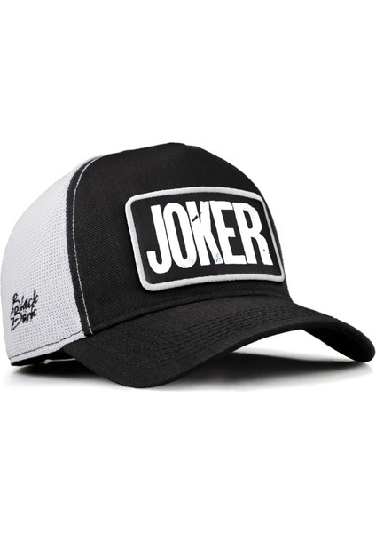 Black Börk V2 Trucker Joker - 2 Kod Logolu Unisex Siyah-Beyaz Cordura Kumaş Şapka (Cap)