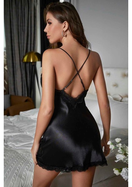 Dantelli Yırtmaçlı Saten Gecelik fiyatları