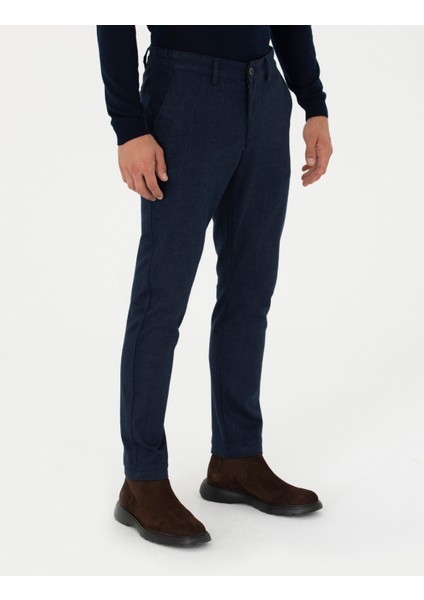 Erkek Lacivert Slim Fit Kanvas Pantolon 50278461-VR033