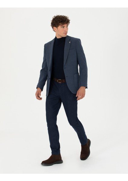 Erkek Lacivert Slim Fit Kanvas Pantolon 50278461-VR033