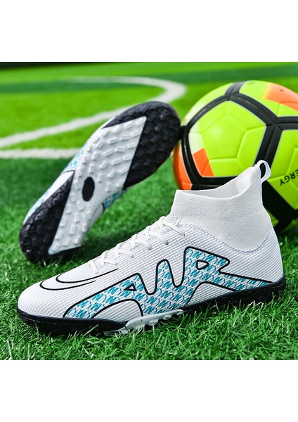 Suvan Erkek Spor Futbol Ayakkabısı Krampon - Beyaz (Yurt Dışından)
