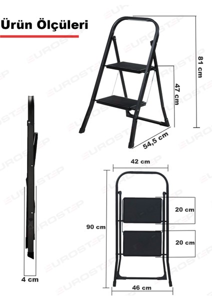 2 Basamak Siyah Merdiven Geniş Basamaklı Minitower, Mt2