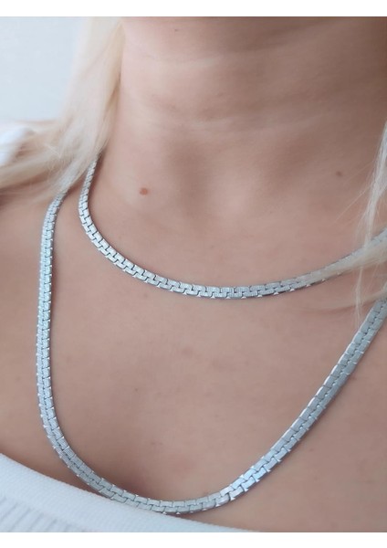 Çelik Uzun Yılan Derili Silver Kolye(60-65 Cm) fırsatları