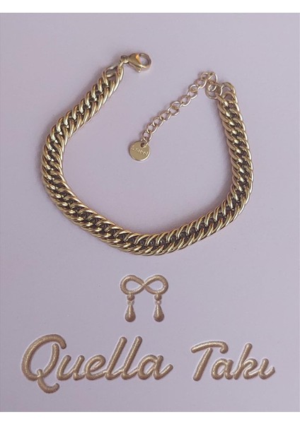 Çelik Örgü Gold Bileklik (16-20 Cm)