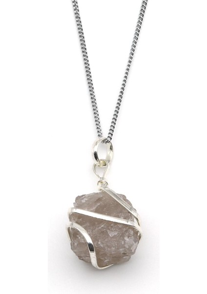 Tel Sarmalı Dumanlı Kuvars Doğal Taş Kolye