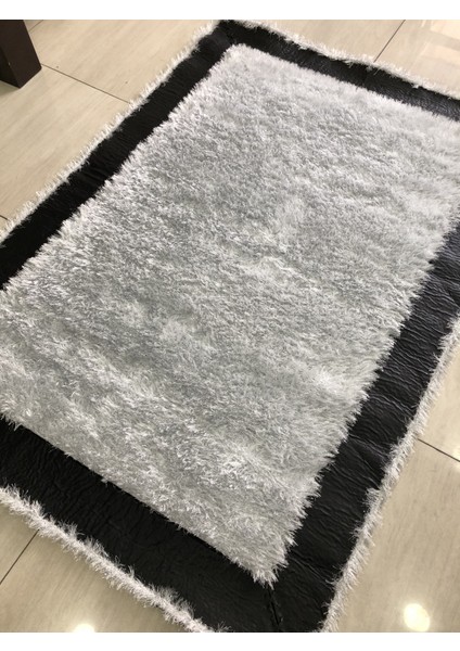 Saray Simli Deri 125X180 Gri Siyah Beyaz Derili Simli Halı ! fırsatları