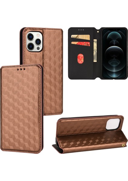 Apple iPhone 12 Pro Cüzdan Hakiki Deri Darbeye Dayanıklı Tpu Kılıf Standı Dayanıklı Flip Kitap Katlanır (Yurt Dışından)