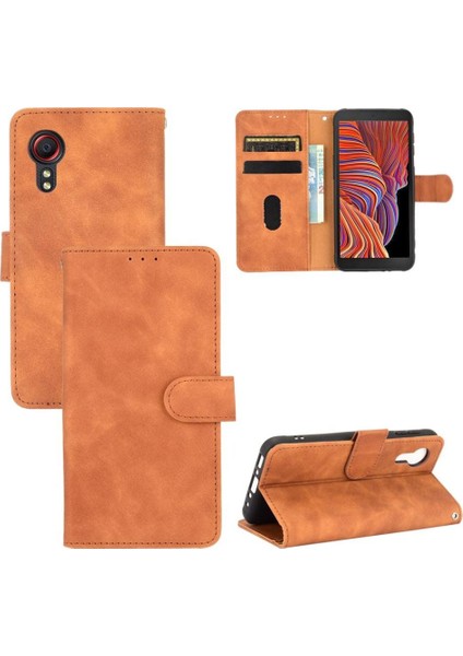 Kart Tutucu Kickstand Kart Deri ile Samsung Galaxy Xcover 5 Için Kılıf (Yurt Dışından)