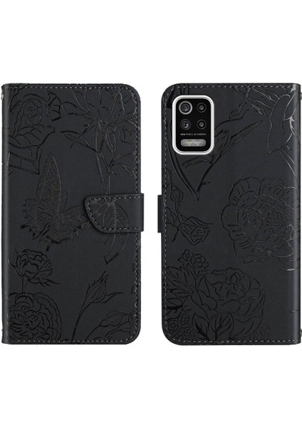 Lg K42 Anti-Damla Koruma Çiçekler ve Bilek Pu ile Kelebekler Için Kılıf (Yurt Dışından)