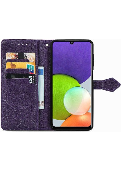 Samsung A22 4g Zarif Desen Darbeye Kapak Kapak Deri (Yurt Dışından)