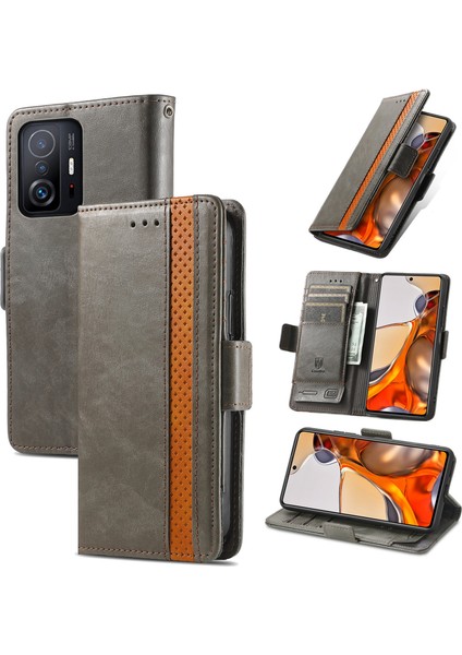 Xiaomi 11T/11T Pro Cüzdan Kılıfı, Kart Tutuculu Pu Deri Flip Kılıf Rfıd Engelleme Kickstand Telefon Kapağı (Yurt Dışından)