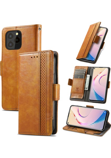 Oukitel C21 Pro Cüzdan Kılıfı, Kart Tutuculu Pu Deri Flip Kılıf Rfıd Engelleme Kickstand Telefon Kapağı (Yurt Dışından)