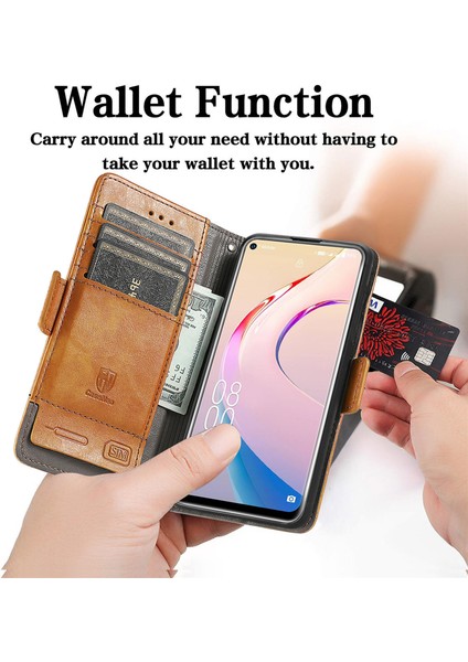 Oukitel C21 Pro Cüzdan Kılıfı, Kart Tutuculu Pu Deri Flip Kılıf Rfıd Engelleme Kickstand Telefon Kapağı (Yurt Dışından)