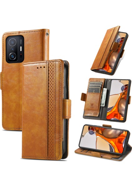Xiaomi 11T/11T Pro Cüzdan Kılıfı, Kart Tutuculu Pu Deri Flip Kılıf Rfıd Engelleme Kickstand Telefon Kapağı (Yurt Dışından)