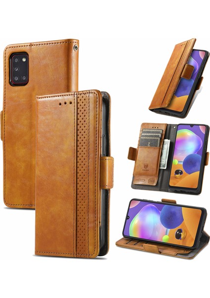 Samsung Galaxy A31 Cüzdan Kılıfı, Kart Tutuculu Pu Deri Flip Kılıf Rfıd Engelleme Kickstand Telefon Kapağı (Yurt Dışından)