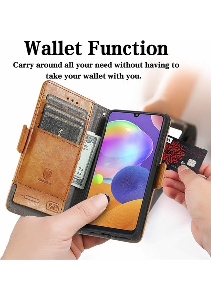 Samsung Galaxy A31 Cüzdan Kılıfı, Kart Tutuculu Pu Deri Flip Kılıf Rfıd Engelleme Kickstand Telefon Kapağı (Yurt Dışından) modelleri