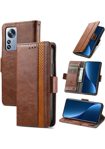 Xiaomi 12 Pro Cüzdan Kılıfı, Kart Tutuculu Pu Deri Flip Kılıf Rfıd Engelleme Kickstand Telefon Kapağı (Yurt Dışından)