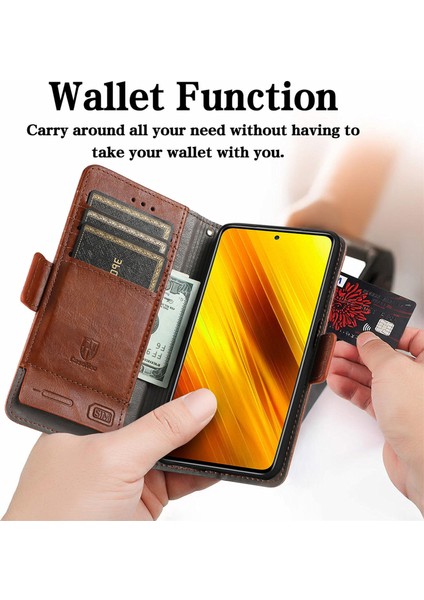 Xiaomi Poco X3 Nfc Cüzdan Kılıfı, Kart Tutuculu Pu Deri Flip Kılıf Rfıd Engelleme Kickstand Telefon Kapağı (Yurt Dışından)