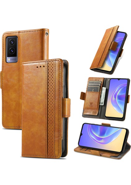 Vıvo V21E 5g Cüzdan Kılıfı, Kart Tutuculu Pu Deri Flip Kılıf Rfıd Engelleme Kickstand Telefon Kapağı (Yurt Dışından)