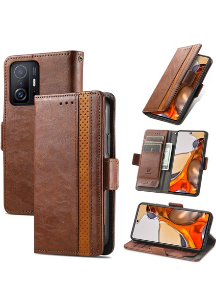 Xiaomi 11T/11T Pro Cüzdan Kılıfı, Kart Tutuculu Pu Deri Flip Kılıf Rfıd Engelleme Kickstand Telefon Kapağı (Yurt Dışından)