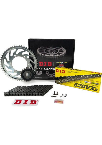 Zincir Dişli Seti Yamaha Wr F (450 Cc) (2003-2006) / Zincir : DID-520VX3 (ÇELIK)-114 / Dişli : Jt (14T) - Sunstar (50T) / Yamaha / Wr F / 450CC / Dıd 520VX3 Çelik Zincirli Set / 2003-2004-2005-2006 fiyatları