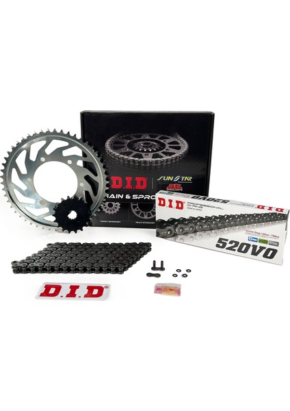Zincir Dişli Seti Cf Moto Nk (600 Cc) (2022) / Zincir : DID-520 ORING-118 / Dişli : Jt (14T) - Sunstar (46T) / Cf Moto / Nk / 600CC / Dıd 520 Orıng Çelik Zincirli Set / 2022