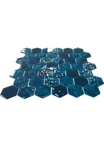 Mutfak, Banyo, Havuz, Sauna, Spa ve Tüm Yaşam Alanları Için Cam Ölçüsü: 48X4 Mm. File Ölçüsü: 30X30 Cm. Turkuaz Hegzagonal Kristal Mozaik. ( 1 Koli = 1 m2 Fiyatıdır ) fırsatları