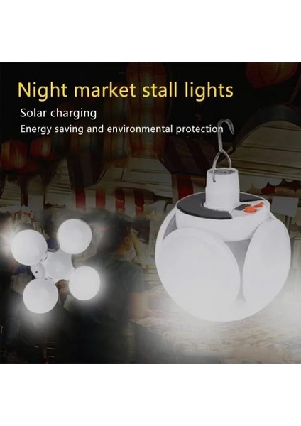 Chance Gift Yeni Nesil Solar LED Aydınlatma Güneş Enerjili Lamba Katlanır 5 Kanatlı 45 Ledli Şarjlı ve Güneş Panelli