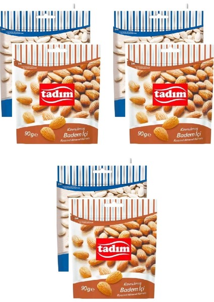 Tuzsuz Kabak Çekirdeği 80 gr x 3 Adet Tadım Kavrulmuş Badem Içi 90 gr x 3 Adet