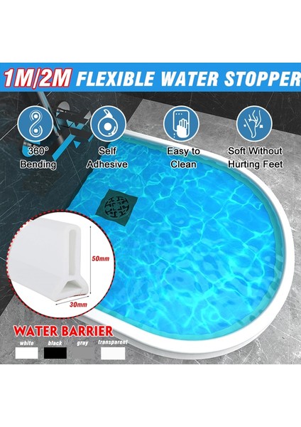 Şeffaf Stil 80CM Yüksek Silikonlu Banyo Su Durdurucu Engelleyici Duş Barajı Kaymaz Kuru ve Islak Ayırma Taşkın Bariyeri Kapı Alt Sızdırmazlık Şeridi (Yurt Dışından)