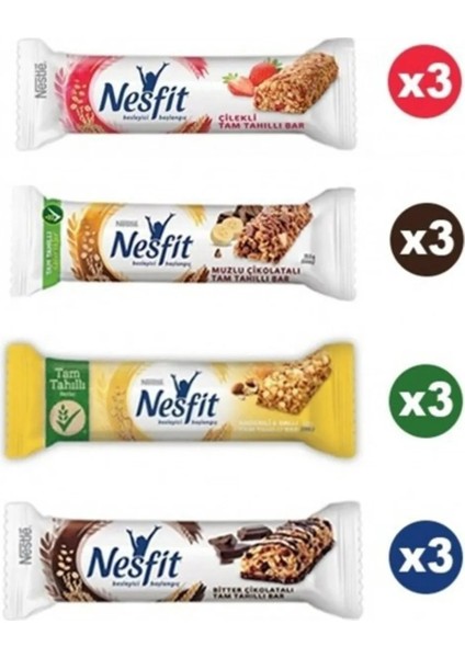 Nesfit Karışık Tam Tahıllı Bar Paketi 23,5 gr x 12 Adet