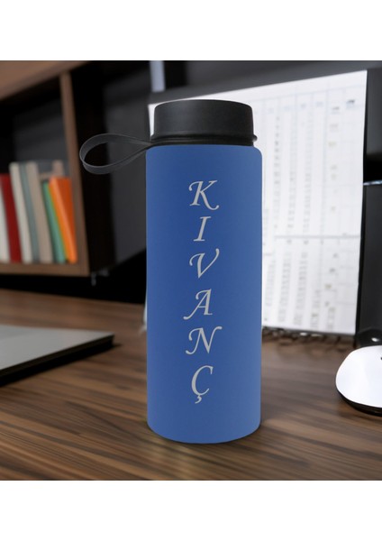 Gift Kişiye Özel Isimli Mavi Renkli Cam Matara 500ML, Sevgiliye, Arkadaşa Hediye, Isimli Cam Matara, Ofis Hediyesi
