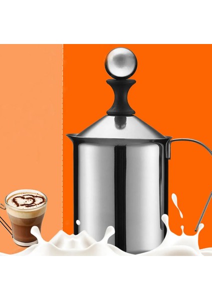 400ML Paslanmaz Çelik Süt Köpürtücü Çift Örgü Süt Kreması Süt Köpüğü (Yurt Dışından)