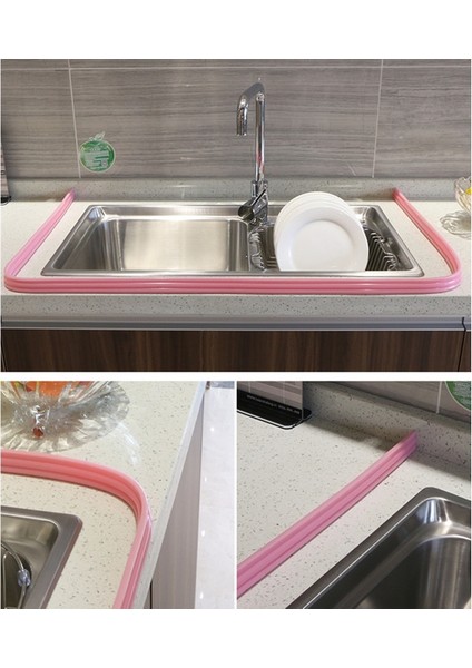 Gri Stil Uzun 90CM 3m Silikon Banyo Su Durdurucu Engelleyici Şerit Kendinden Yapışkanlı Zemin Istinat Kapısı Bar Kuru ve Islak Ayırma Sızdırmazlık Donanımı (Yurt Dışından) fırsatları